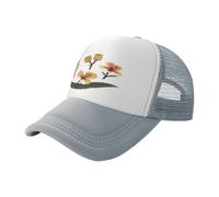 WBQLSL Gorra de béisbol negra con estampado de flores extrañas, gorra de camionero de malla unisex, para viajes, camping, deportes al aire libre, gris, L