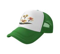 WBQLSL Gorra de béisbol negra con estampado de flores extrañas, gorra de camionero de malla unisex, para viajes, camping, deportes al aire libre, verde, L