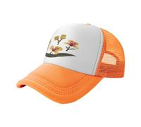 WBQLSL Gorra de béisbol negra con estampado de flores extrañas, gorra de camionero de malla unisex, para viajes, camping, deportes al aire libre, naranja, L