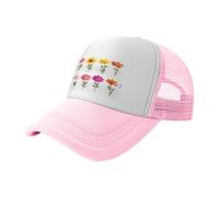 WBQLSL Gorra de béisbol negra estampada con flores en orden, gorra de camionero de malla unisex, para viajes, camping, deportes al aire libre, rosa, L