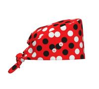 WBQLSL Gorra de trabajo con estampado de lunares rojos y blancos, ajustable, repelente al agua, para enfermeras, chefs, spa y ducha