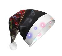 WBQLSL Grapes and Wine - Sombrero de Navidad iluminado de tres etapas para adultos, sombrero de Navidad unisex con luz LED de Año Nuevo, regalo de fiesta de Navidad