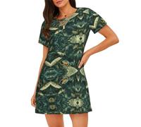 WBQLSL Green Frog - Pijama casual suelto para mujer, manga corta, adecuado para dormir a diario, Negro, XXL