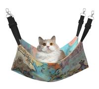 WBQLSL Hamaca colgante con diseño de mapa del mundo de dibujos animados, tamaño mediano, apta para gatos, hurones, cachorros, conejos, animales pequeños