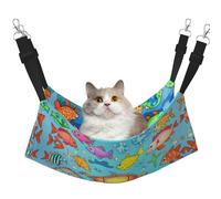 WBQLSL Hamaca para mascotas con patrón grande de tortuga y pez, hamaca para dormir para gatos, hurones, cachorros, conejos, animales pequeños