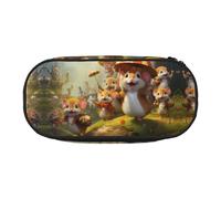 WBQLSL Happy Mouse Paradise - Bolsa de almacenamiento de papelería, diseño de cuadrícula múltiple, portátil, para estudiantes