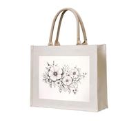 WBQLSL Hermosa bolsa de lona estampada con líneas de flores que se puede utilizar para almacenamiento, picnic, playa, piscina y otras escenas.