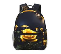 WBQLSL Hermosa mochila de viaje ligera con rosas amarillas, adecuada para senderismo, viajes de negocios, camping, fitness, escuela, universidad y otras ocasiones, con un diseño de múltiples bolsillos