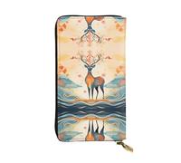 WBQLSL Hermoso bolso de mano pequeño de cuero con estampado de ciervo colorido, cartera de 7.5 x 4.1 pulgadas