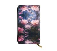 WBQLSL Hermoso bolso de mano pequeño de cuero con estampado de flores de peonía, cartera de 7.5 x 4.1 pulgadas
