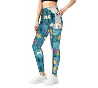 WBQLSL Horse Under the Rainbow - Pantalones de yoga con bolsillo para mujer, leggings elásticos suaves de cintura alta para entrenamiento, gimnasio, uso diario, Negro, M-5XL