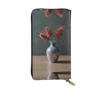 WBQLSL Jarrones de seda elegante cartera de cuero, monedero de 7.4 x 4.13 pulgadas de largo con cremallera, práctica cartera de viaje para dinero en efectivo