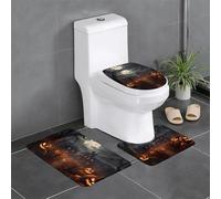 WBQLSL Juego de 3 alfombrillas antideslizantes absorbentes con patrón de víspera de All Hallows, adecuadas para baño, dormitorio, cocina