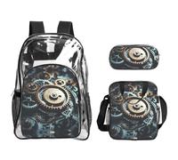 WBQLSL Juego de mochila con estampado de carne frita a fuego lento, incluye bolsa de almuerzo y estuche, adecuada para estudio, trabajo, viajes de negocios y viajes, Esquema, Taille unique