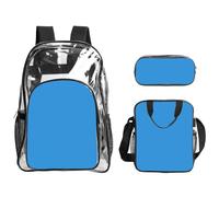WBQLSL Juego de mochila estampada verde oscuro sólido, incluye bolsa de almuerzo y estuche, adecuada para estudio, trabajo, viajes de negocios y viajes, Color liso azul, Taille unique