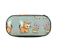 WBQLSL Kitten Butterfly - Estuche para lápices de gran capacidad, bolsa de almacenamiento de papelería de partición multicapa, suministros de oficina de aprendizaje unisex