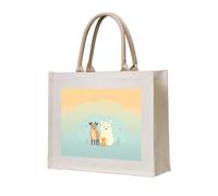 WBQLSL La bolsa de lona estampada con animales de Best Friends se puede utilizar para almacenamiento, picnic, playa, piscina y otras escenas.