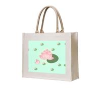 WBQLSL La bolsa de lona estampada con diseño de flores de loto esperando a florecer se puede utilizar para almacenamiento, picnic, playa, piscina y otras escenas.