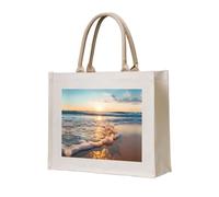 WBQLSL La bolsa de lona estampada con olas de mar se puede utilizar para almacenamiento, picnic, playa, piscina y otras escenas.