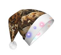 WBQLSL Leopardo en busca de presas sombrero de Navidad con luces LED, perfecto para fiestas de disfraces, actuaciones escénicas y eventos escolares.