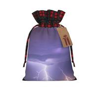 WBQLSL Lightning Storm - Bolsa de regalo con cordón, bolsa de decoración de suministros de fiesta de Navidad, bolsa de regalo de arpillera de Navidad de 8.3 x 11.8 pulgadas