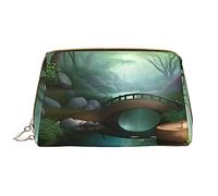 WBQLSL Little Bridge in the East - Bolsa de maquillaje de piel portátil de gran capacidad, bolsa de almacenamiento de maquillaje de mano con bolsa de maquillaje de bolsillo, color blanco, talla única