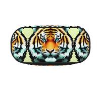 WBQLSL Little Fat Tiger Head - Bolsa de almacenamiento para artículos de papelería con varias cuadrículas, portátil, para estudiantes