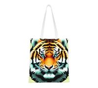 WBQLSL Little Fat Tiger Head - Bolsa de la compra unisex de lona ligera, adecuada para compras, promoción de eventos, viajes, trabajo, bolsa de mano reutilizable