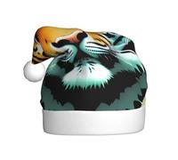 WBQLSL Little Fat Tiger Head - Sombrero decorativo para adultos, 15.7 pulgadas de alto, unisex, sombrero de Papá Noel, sombrero de Papá Noel de felpa, fiesta de Año Nuevo