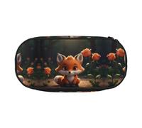 WBQLSL Little Fox and Rose - Estuche para lápices de gran capacidad, bolsa de almacenamiento de papelería de partición multicapa, suministros de oficina de aprendizaje unisex