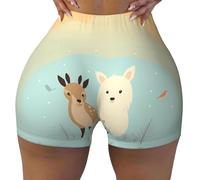 WBQLSL Los pantalones cortos elásticos para mujer con estampado de animales de Best Friends son adecuados para ocio, uso diario o ropa deportiva, Negro -, Small