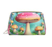 WBQLSL Maravillosa bolsa de cosméticos de piel con hongos pequeños, bolsa de cosméticos de viaje portátil, bolsa de almacenamiento de cosméticos de gran capacidad con bolsillos, color blanco, talla