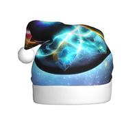 WBQLSL Maravilloso sombrero de Papá Noel con estampado de universo, decoración de fiesta de Navidad/Año Nuevo, sombrero de actuación en escenario