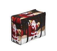 WBQLSL Merry Christmas - Bolsa de almacenamiento (tamaño único, poliéster, forro de vinilo, cremallera, 40 x 53 x 23 cm, plegable, con asas reforzadas), color negro