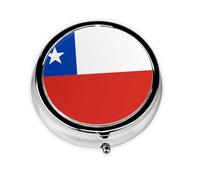 WBQLSL Mini botiquín de la bandera de Chile con tres compartimentos, pequeño y redondo, portátil