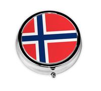 WBQLSL Mini pastillero redondo, 3 compartimentos, portátil, se puede poner en la cartera, en el bolsillo, ligero y cómodo diseño de bandera noruega