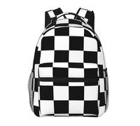 WBQLSL Mochila de viaje ligera con bandera a cuadros negra y blanca adecuada para senderismo, viajes de negocios, camping, fitness, escuela, universidad y otras ocasiones, con un diseño de múltiples