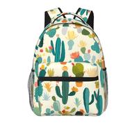WBQLSL Mochila de viaje ligera de cactus verde adecuada para senderismo, viajes de negocios, camping, fitness, escuela, universidad y otras ocasiones, con un diseño de múltiples bolsillos.