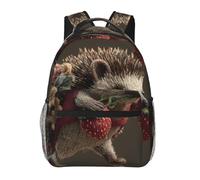 WBQLSL Mochila de viaje ligera Hedgehog Strawberry adecuada para senderismo, viajes de negocios, camping, fitness, escuela, universidad y otras ocasiones, con un diseño de múltiples bolsillos.