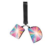 WBQLSL Monedero unisex de poliéster con cremallera, 10 x 12 x 3 cm, estampado de arcoíris con 2 compartimentos