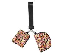 WBQLSL Monedero unisex de poliéster negro con cierre de cremallera, 10 x 12 cm, estampado de palomitas de maíz, 2 compartimentos