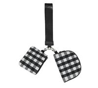 WBQLSL Monedero unisex de poliéster negro con cierre de cremallera, 10 x 12 x 3 cm, cuadros blancos y negros, 2 compartimentos