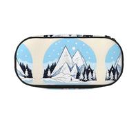WBQLSL Montañas nevadas de gran capacidad, bolsa de almacenamiento de papelería de partición multicapa, suministros de oficina de aprendizaje unisex