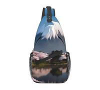 WBQLSL Monte Fuji - Bolso bandolera con estampado de principios de primavera para hombre, correa ajustable con múltiples bolsillos para correr, senderismo, uso diario