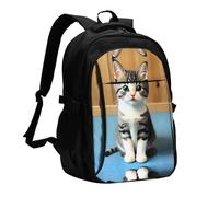 WBQLSL Morado camelia USB mochila portátil adecuada para profesionales de negocios como mochila de trabajo, Gatito de dormitorio, Talla única