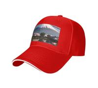 WBQLSL Mt. Fuji - Gorra de béisbol de ala curvada de principios de primavera, color negro, sombrero de sol para senderismo y exteriores, unisex, rosso, L