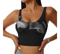 WBQLSL Night Fox - Chaleco deportivo estampado para mujer, transpirable, con diseño de espalda en U, camiseta sin mangas para fitness, Negro, XXL-3XL