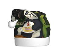 WBQLSL Pandas of Father and Son Sombrero decorativo para adultos, 15.7 pulgadas de alto, unisex, Año Nuevo, sombrero de Papá Noel, sombrero de Papá Noel de felpa para Navidad y Año Nuevo