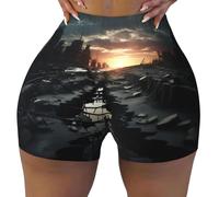 WBQLSL Pantalones cortos deportivos para mujer, diseño de cielos oscuros, leggings suaves y elásticos, adecuados para yoga y pilates, Negro, XL