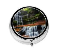 WBQLSL Pastillero redondo, 3 particiones, pastillero portátil, se puede poner en la cartera, bolsillo, ligero y práctico patrón de vista de cascada